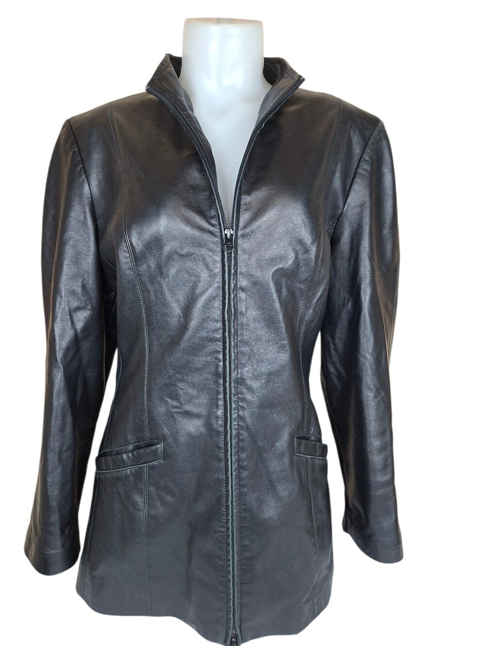 Danier Buttery Soft Black Leather Jacket Full Zip Blazer Coat Size Large